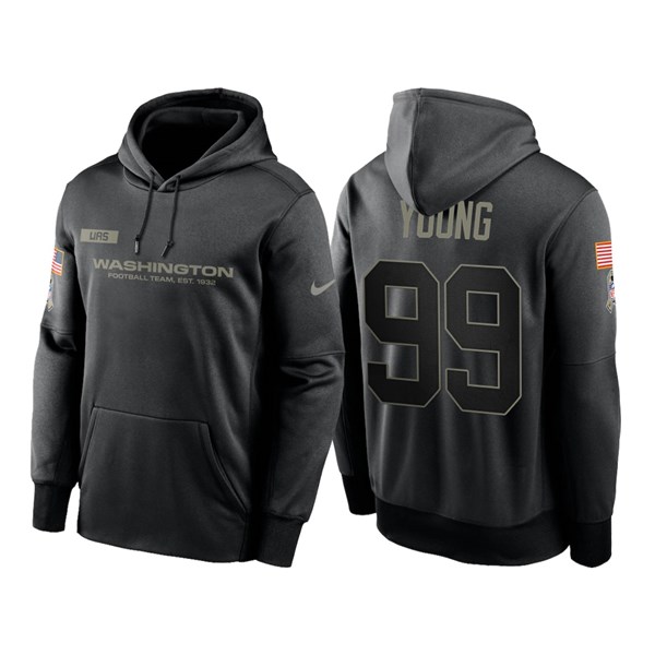 Men's Washington Football Team Black #99 Chase Young Salute To Service Sideline Performance Pullover Hoodie 2020